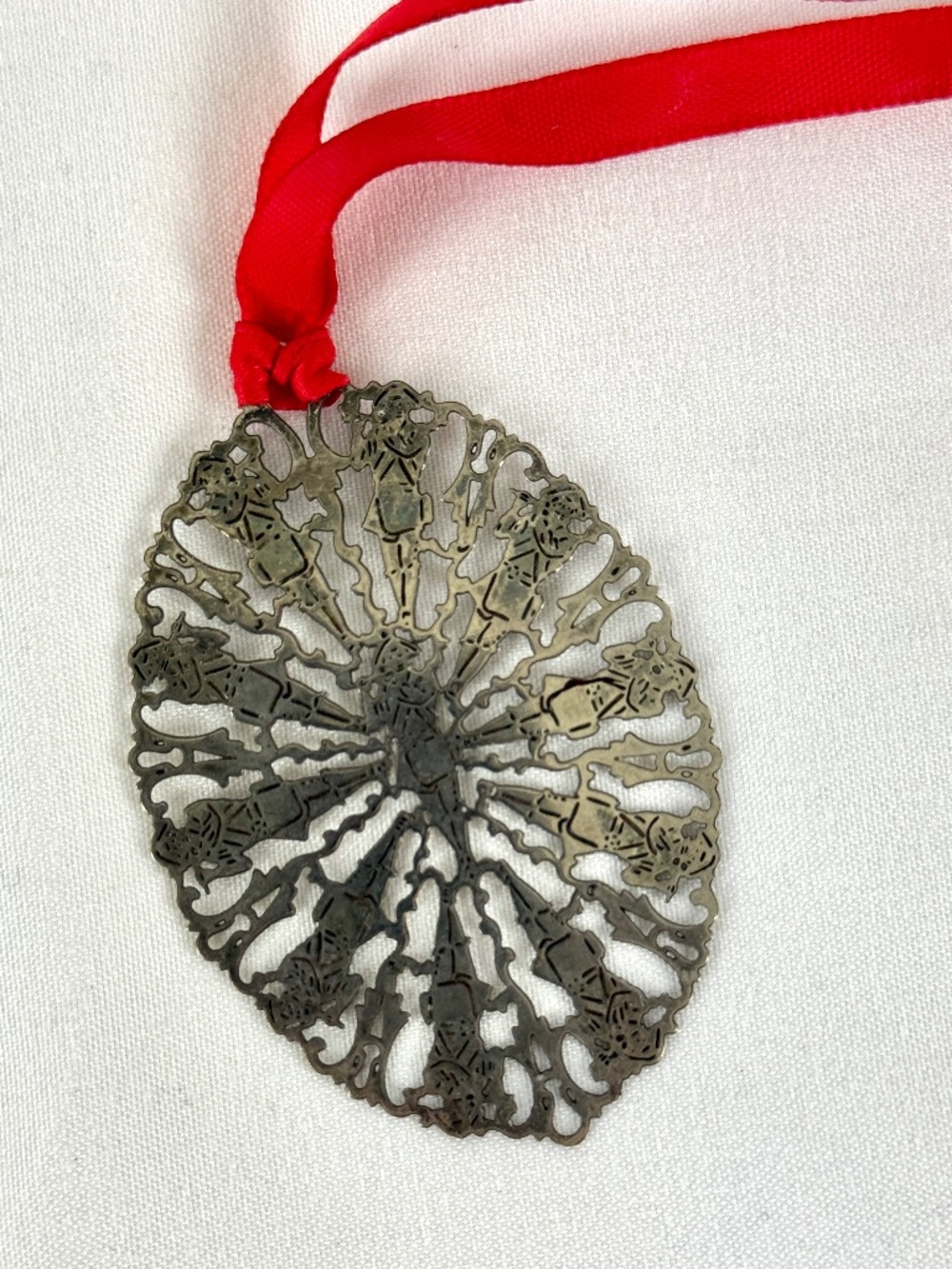 Vintage Towle Silver Plate 12 Days Christmas Pierced Ornament 11 Pipers Piping